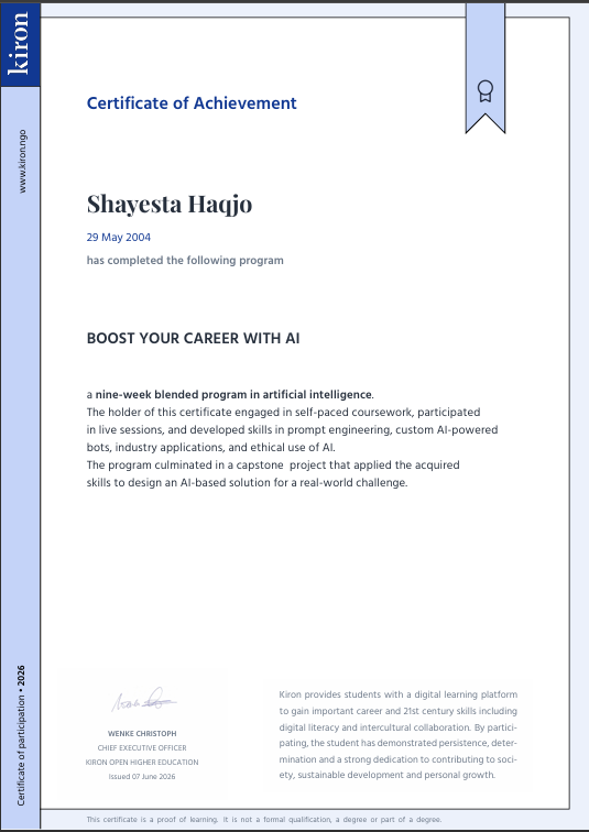 Kiron Boost Your Career with AI Certificate